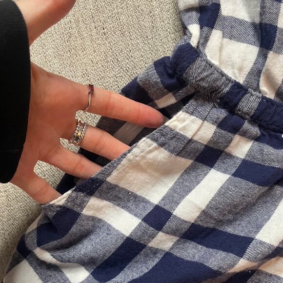 AERIE Blue White Plaid Romper Longsleeve Button Up XS Extra Small NWT - Picture 8 of 9